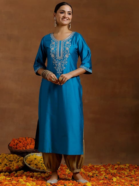 Gerua by Libas Blue Embroidered Straight Kurta-picture-15