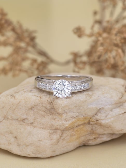 Ornate Jewels 925 Silver Carat American Diamond Engagement Solitaire Ring  for Women