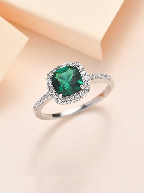 Ornate Jewels 925 Silver 5 Carat Green Emerald Princess Cut Ring-picture-12