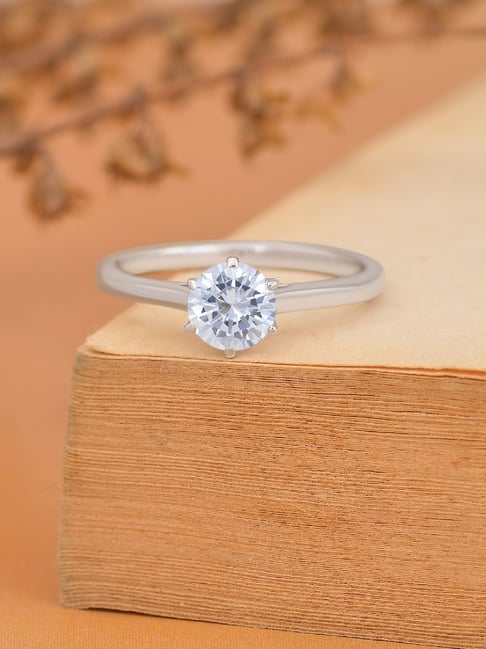 Ornate Jewels 925 Silver 1.5 Carat American Diamond Solitaire Ring for Women