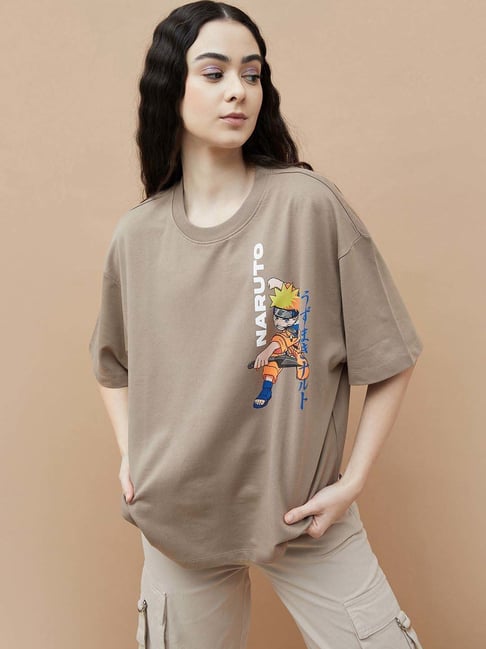 Ginger by Lifestyle Brown Cotton Printed Sweatshirt-picture-46