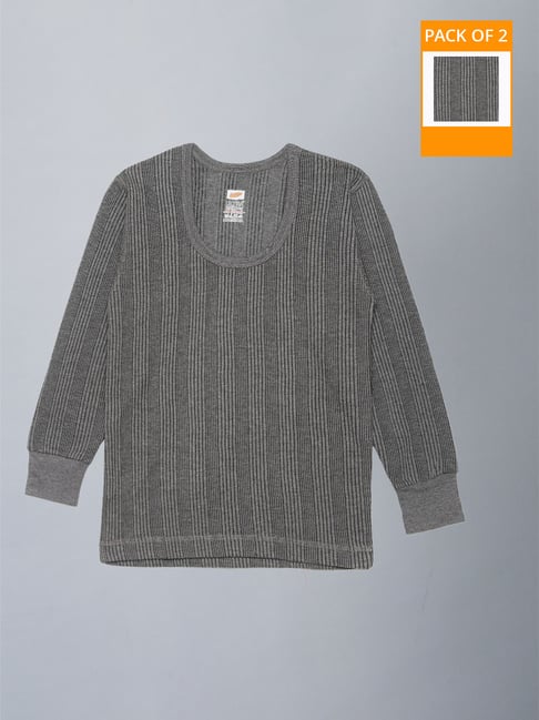 Dollar Unisex Grey Textured Full Sleeves Thermal Top (Pack Of 2)-picture-12