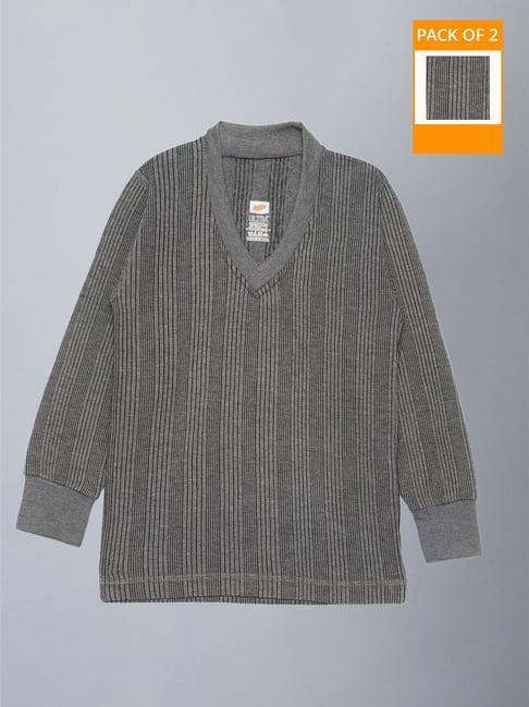 Dollar Unisex Grey Textured Full Sleeves Thermal Top (Pack Of 2)-picture-17