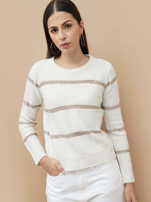 Code by Lifestyle White Embellished Top