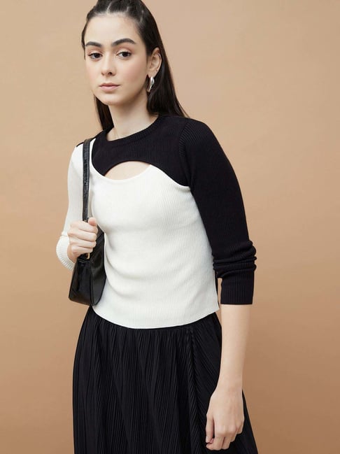 Ginger by Lifestyle Black & White Plain Top