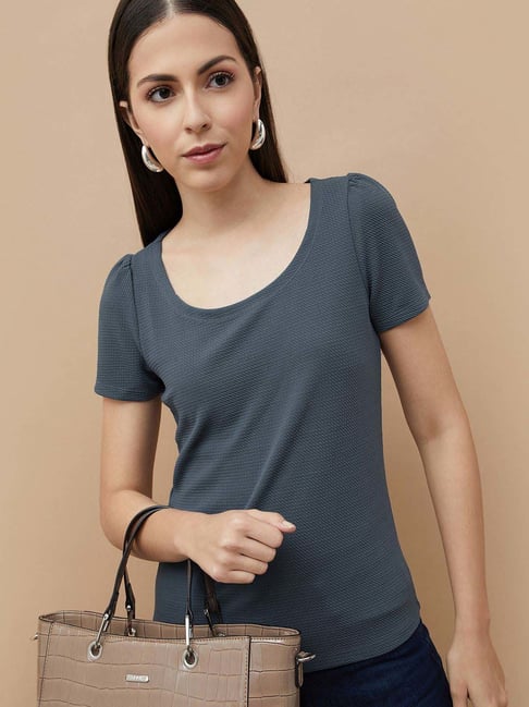 Code by Lifestyle Blue Plain T-Shirt