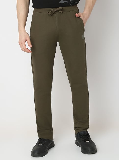 Underjeans By Spykar Olive Cotton Blend Printed Trackpants-picture-30