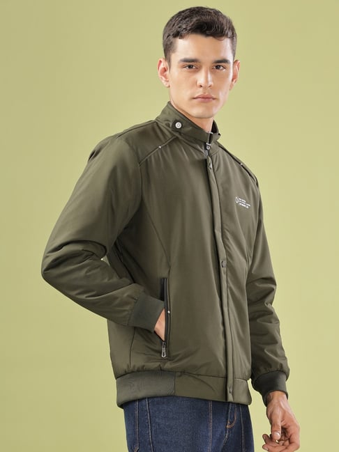 Dollar Olive Green Synthetic Regular Fit Casual Jacket