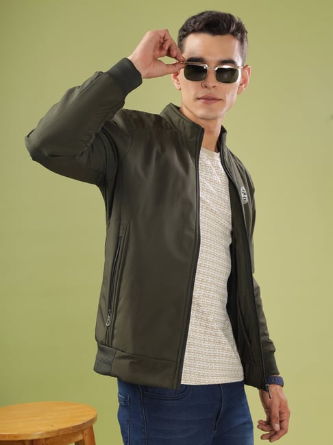 Dollar Olive Green Synthetic Regular Fit Casual Jacket