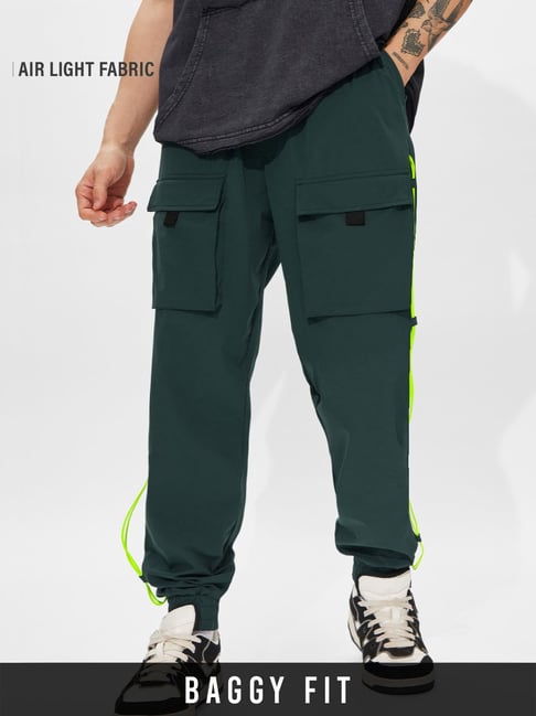 The Souled Store Green Cotton Loose Fit Track Pants-picture-46