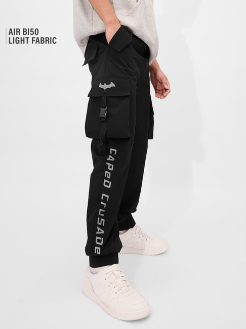 The Souled Store Black Cotton Loose Fit Printed Track Pants-picture-37