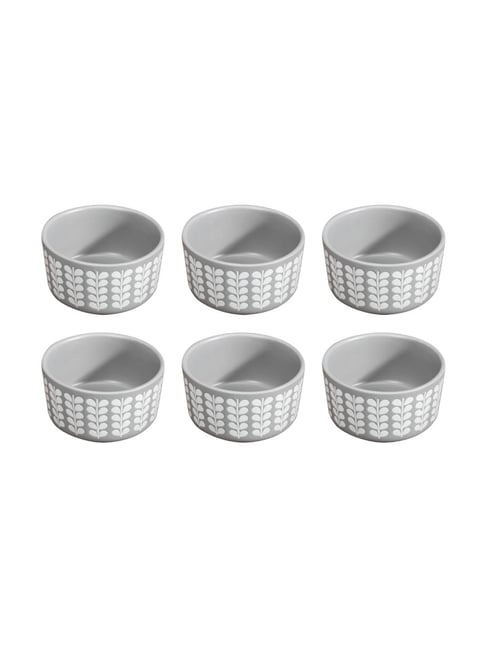 Nestasia Grey Floral Ceramic Serving Bowl Set of 6 (200 ml)-picture-18