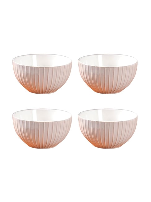 Nestasia Off-White Striped Ceramic Serving Bowl Set of (650 ml) - Main Image