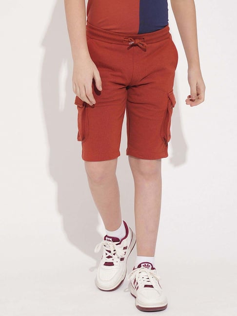 Jack & Jones Junior Boys Red Ochre Solid Cargo Shorts-picture-13