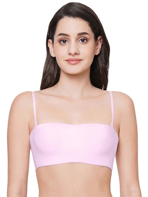 Basic Mold Padded Wired Half Cup Strapless Bandeau T-Shirt Bra - Pink