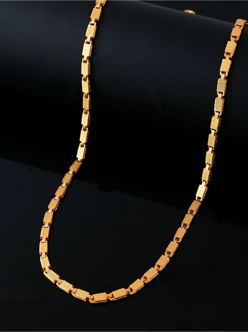 VOJ Gold Plated Biscuit Shaped Chain for Men