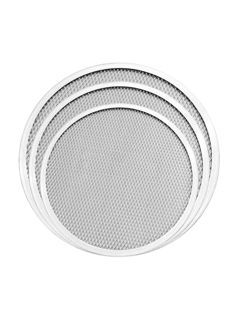Buy HAZEL Silver Aluminum Round Pizza Tray Set of (7, and