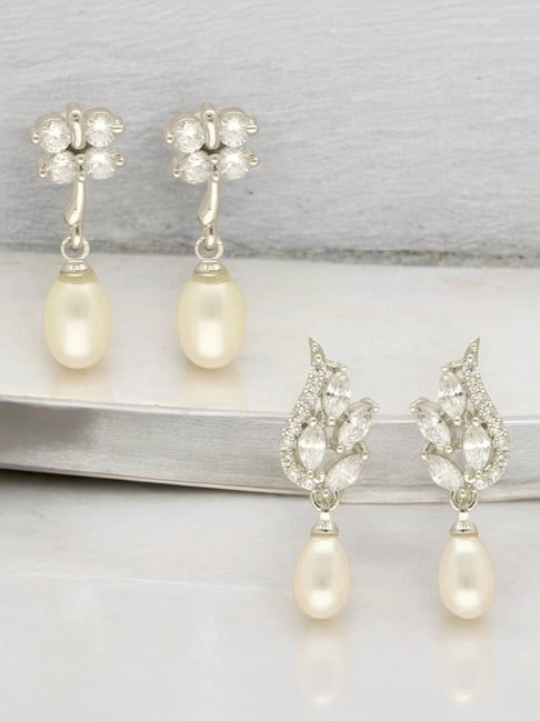 Buy Sri Jagdamba Pearls Hansa Pearl Earrings Pack of 2 Online At Best Price Tata CLiQ
