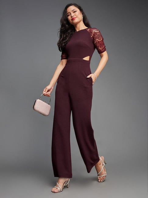 Miss Chase Wine Maxi Jumpsuit