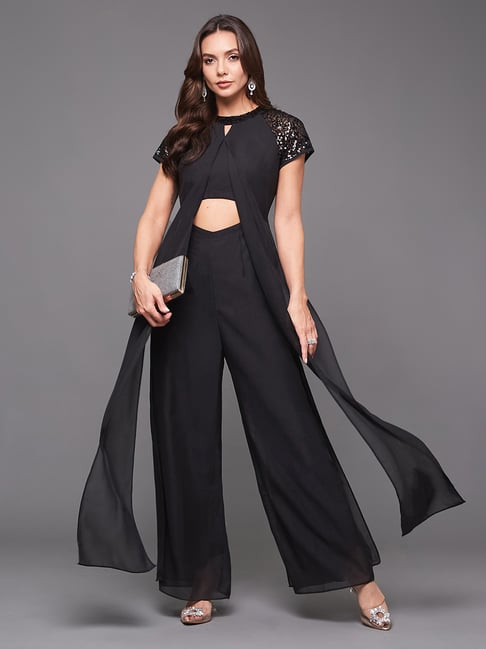Miss Chase Black Embellished Jumpsuit