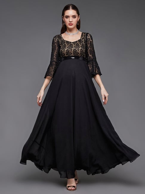 Miss Chase Black Lace Maxi Dress