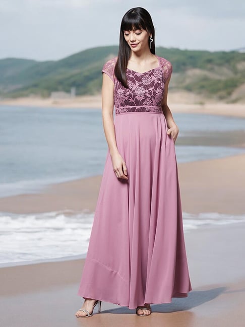 Miss Chase Mauve Floral Print Maxi Dress-picture-25