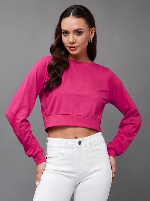 Miss Chase Pink Relaxed Fit Crop Top