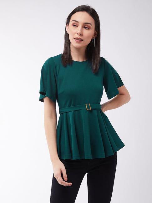 Miss Chase Green Relaxed Fit Top