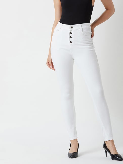 Miss Chase White Skinny Fit High Rise Stretchable Jeans-picture-39