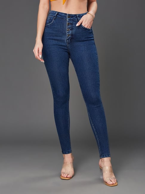 Miss Chase Blue Skinny Fit High Rise Stretchable Jeans-picture-19