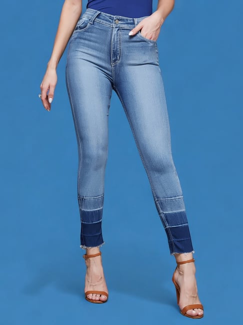 Miss Chase Blue Skinny Fit High Rise Stretchable Jeans-picture-11