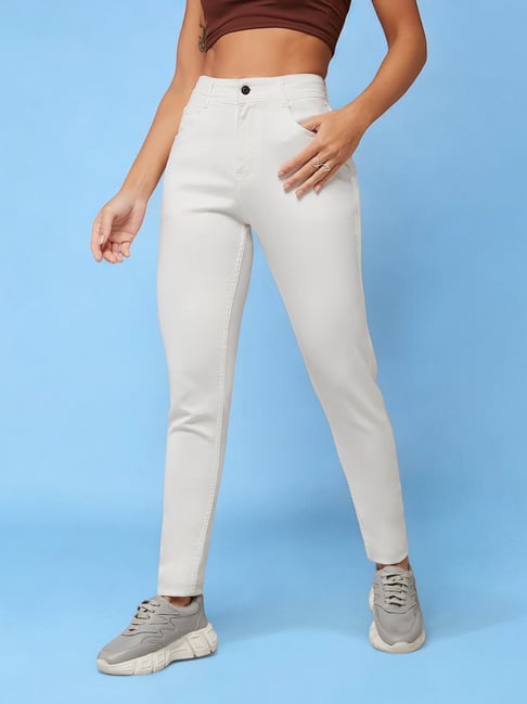 Miss Chase White Skinny Fit Mid Rise Stretchable Jeans-picture-42