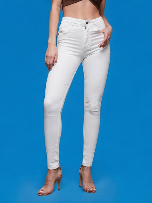 Miss Chase White Skinny Fit High Rise Stretchable Jeans-picture-41