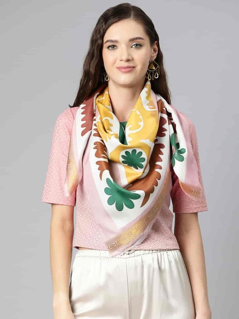 Buy Silk Land White Printed Scarf at Best Price @ Tata CLiQ