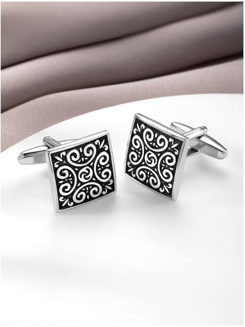 Peora Black Square Designer Cufflinks for Men
