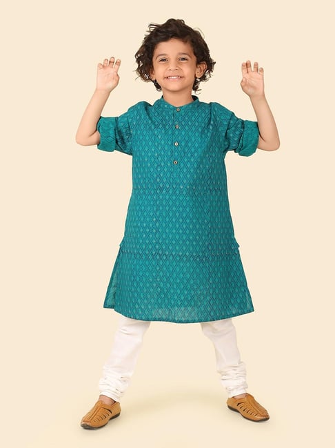 Fabindia Kids Blue Cotton Printed Kurtas-image-10