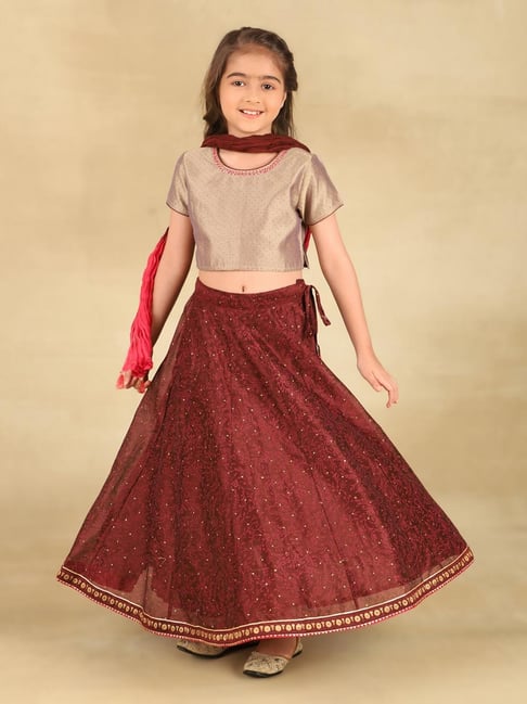 Fabindia Kids Brown Printed Lehenga Set-picture-44