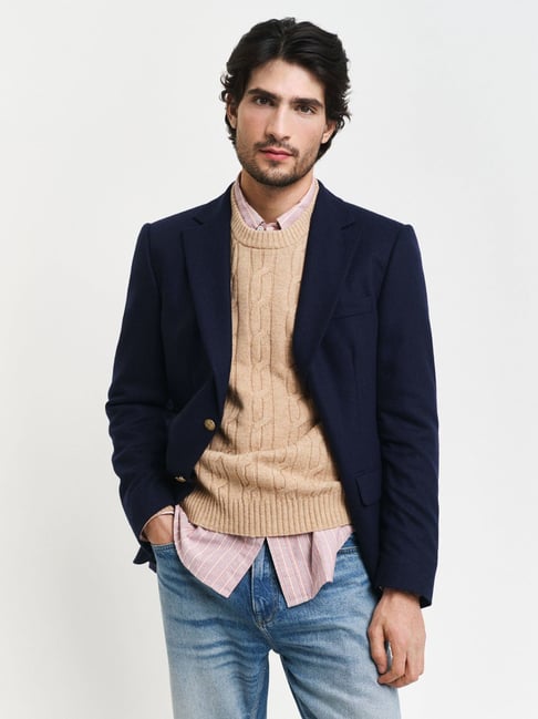 Gant Beige Regular Fit Solid Sweater