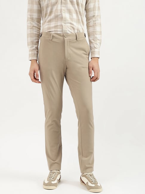United Colors of Benetton Beige Polyester Viscose Blend Slim Trousers-picture-24