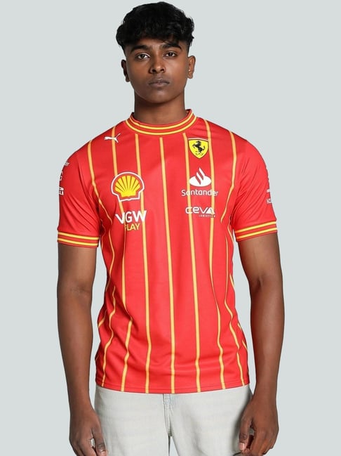 Puma Red Regular Fit Striped Jersey-picture-30