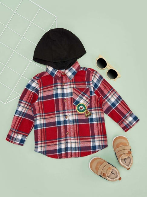 Pantaloons Baby Boys Poppy Red Cotton Checks Full Sleeves Shirts