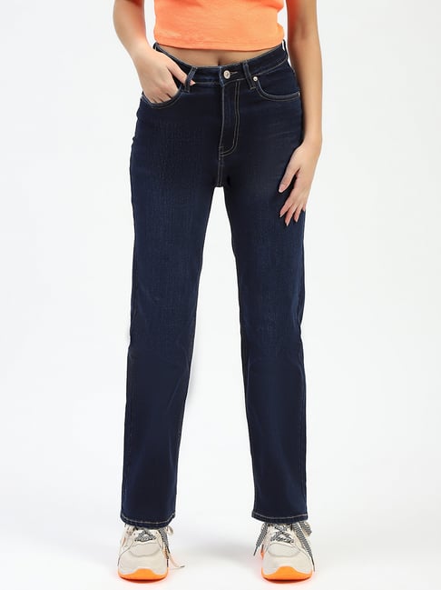 MADAME Dark Blue Cotton Skinny Fit Mid Rise Jeans-picture-15