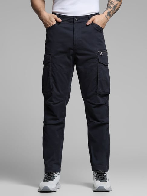 Jack Jones Navy Cotton Anti Fit Cargos