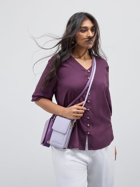 Gia by Westside Purple Solid Top
