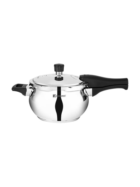 Bergner Pura Stainless Steel Pressure Cooker with Outer Lid (Silver, L)