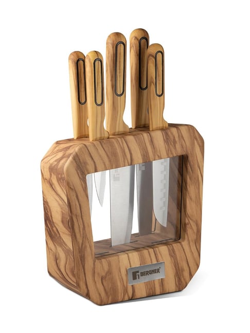 Bergner Silver Stainless Steel Knife with Soft Touch Handle - Set of 6