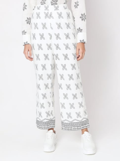 Vero Moda White & Black Printed High Rise Pants-picture-38
