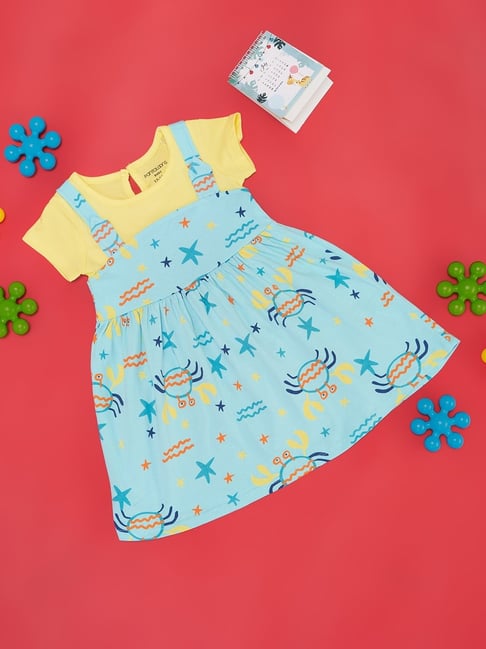 Pantaloons Baby Kids Blue Cotton Printed Dress