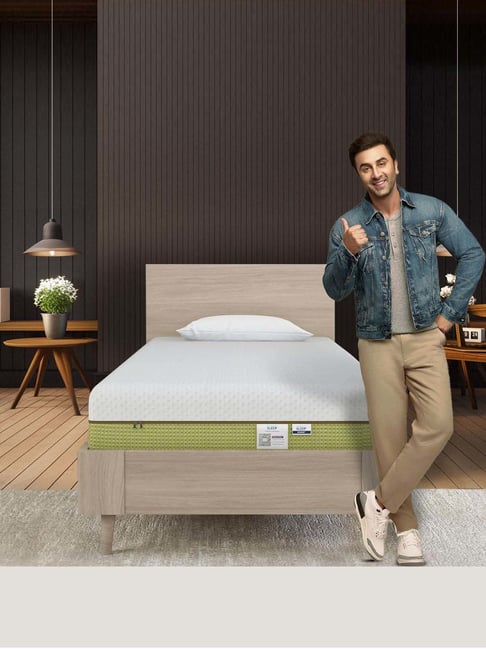 Nilkamal SLEEP EcoAir White & Green Natural Latex Cool Tencel Fabric Foam Mattress