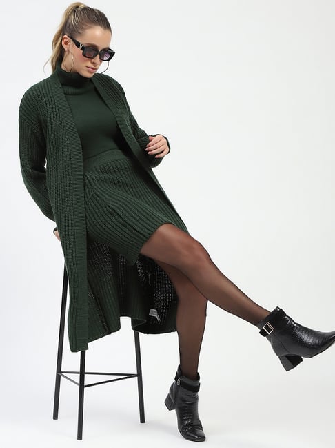MADAME Emerald Green Acrylic Solid Co-ord sets